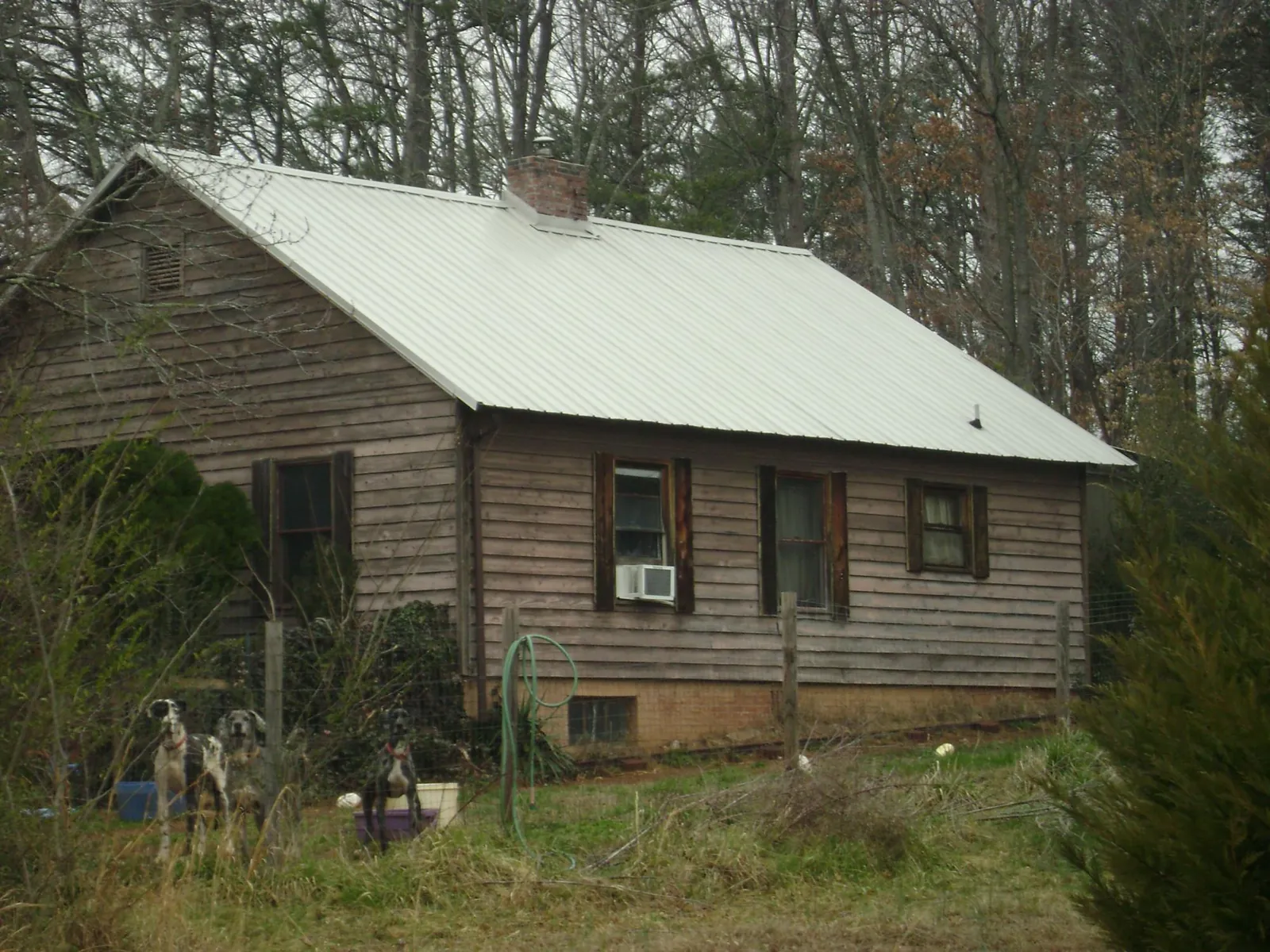 White metal roof on an old wood sided farmhouse, from a Asphalt Shingle Roof Repair job in Simla